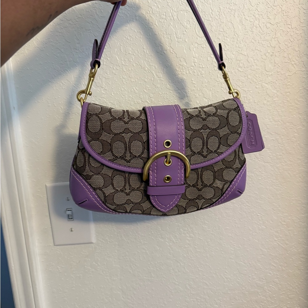 Coach Signature Shoulder Bag in Purple and Brown